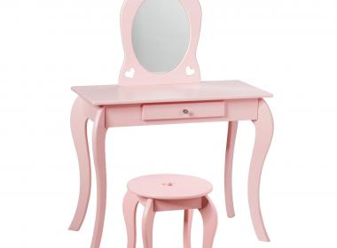 Otroška toaletna mizica s taburejem in...
