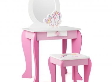 Otroška toaletna mizica s taburejem,...