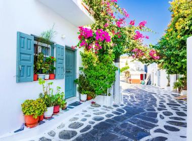 Grški otok Mikonos v oktobru, Mikonos,...