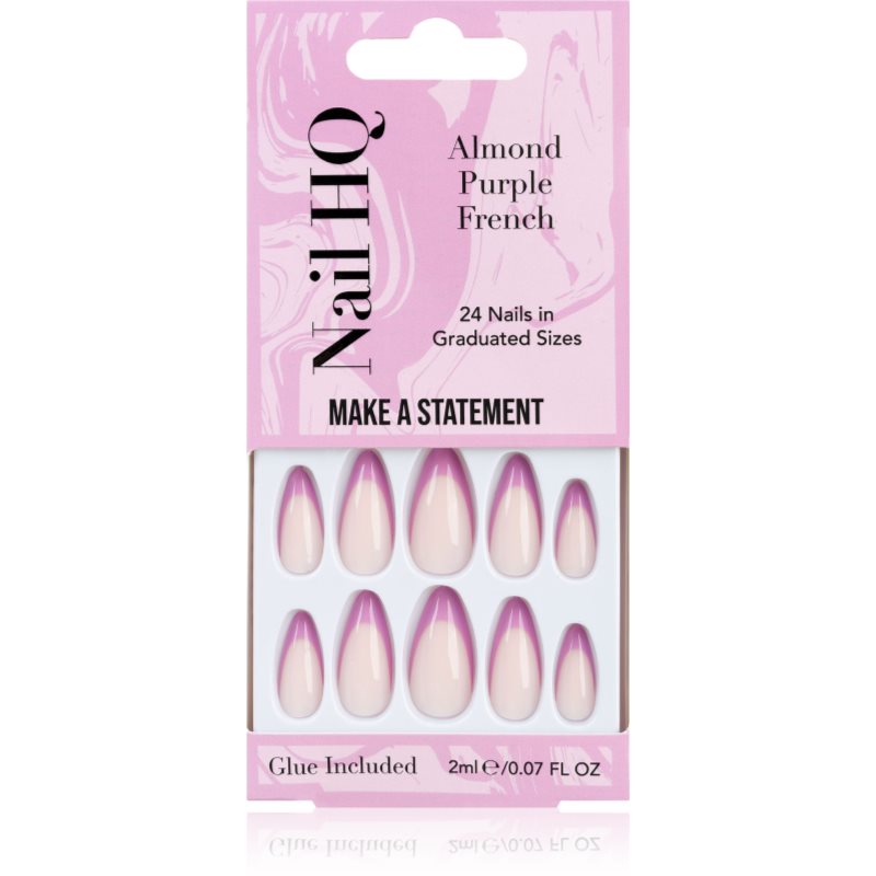 Nail HQ Almond Purple French umetni...