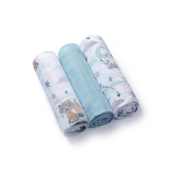 BABYONO Bambusove plenice 3 kosi modre,...