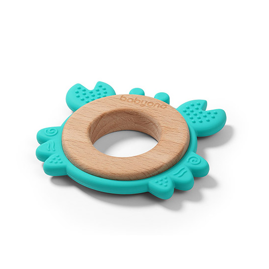 BABYONO Leseno-silikonsko grizalo Crab