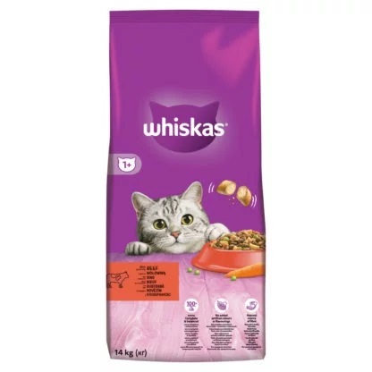 Whiskas suha hrana z govedino 0,3 kg